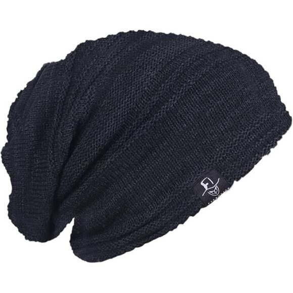 Mens Slouchy Long Oversized Beanie Knit Cap B50010-charcoal - Picture 1 of 3